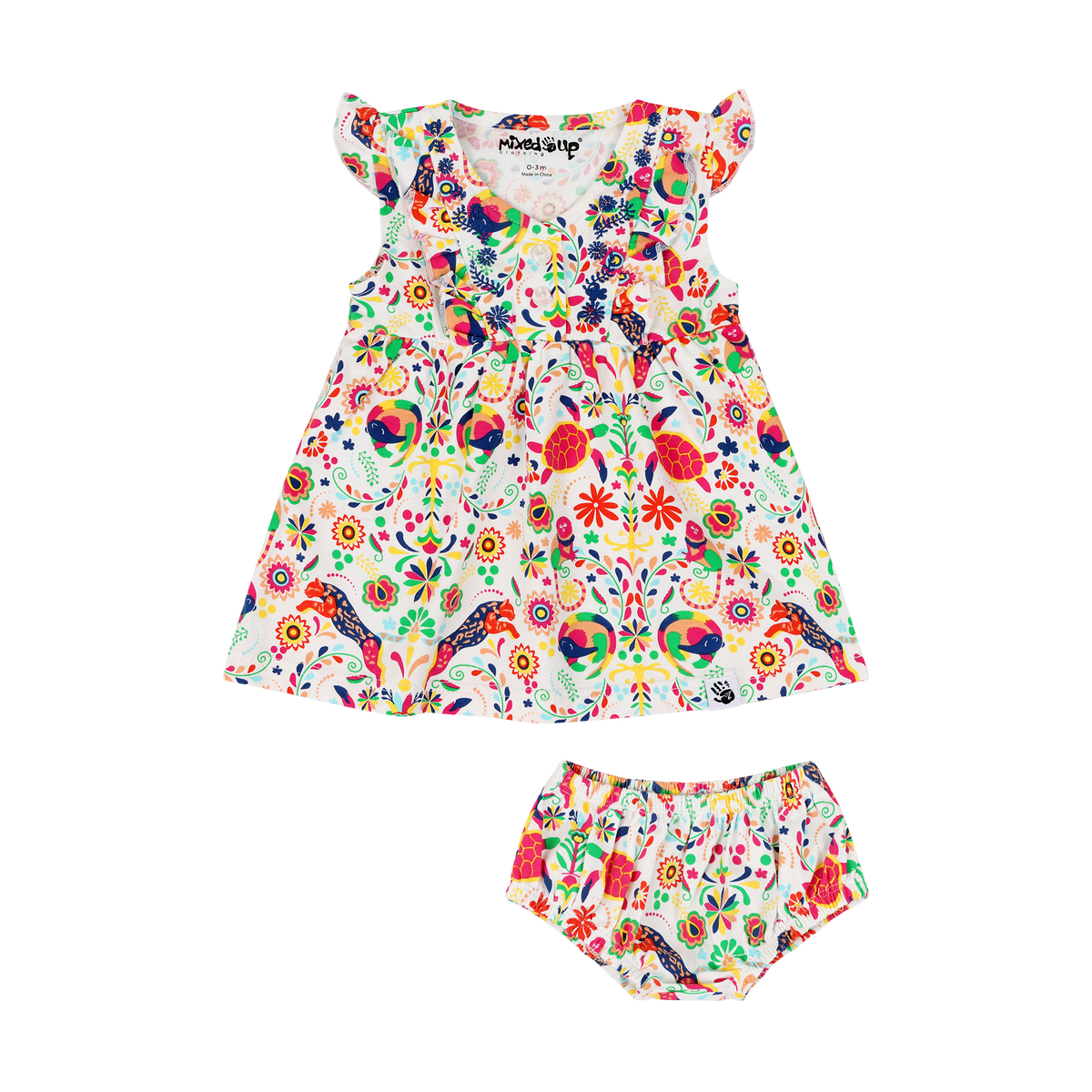 Mixed Up Clothing Vestito Baby Dress Set - Animal Arabesque