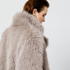 NICOLINE GREY FAUX FUR COAT OUTERWEAR