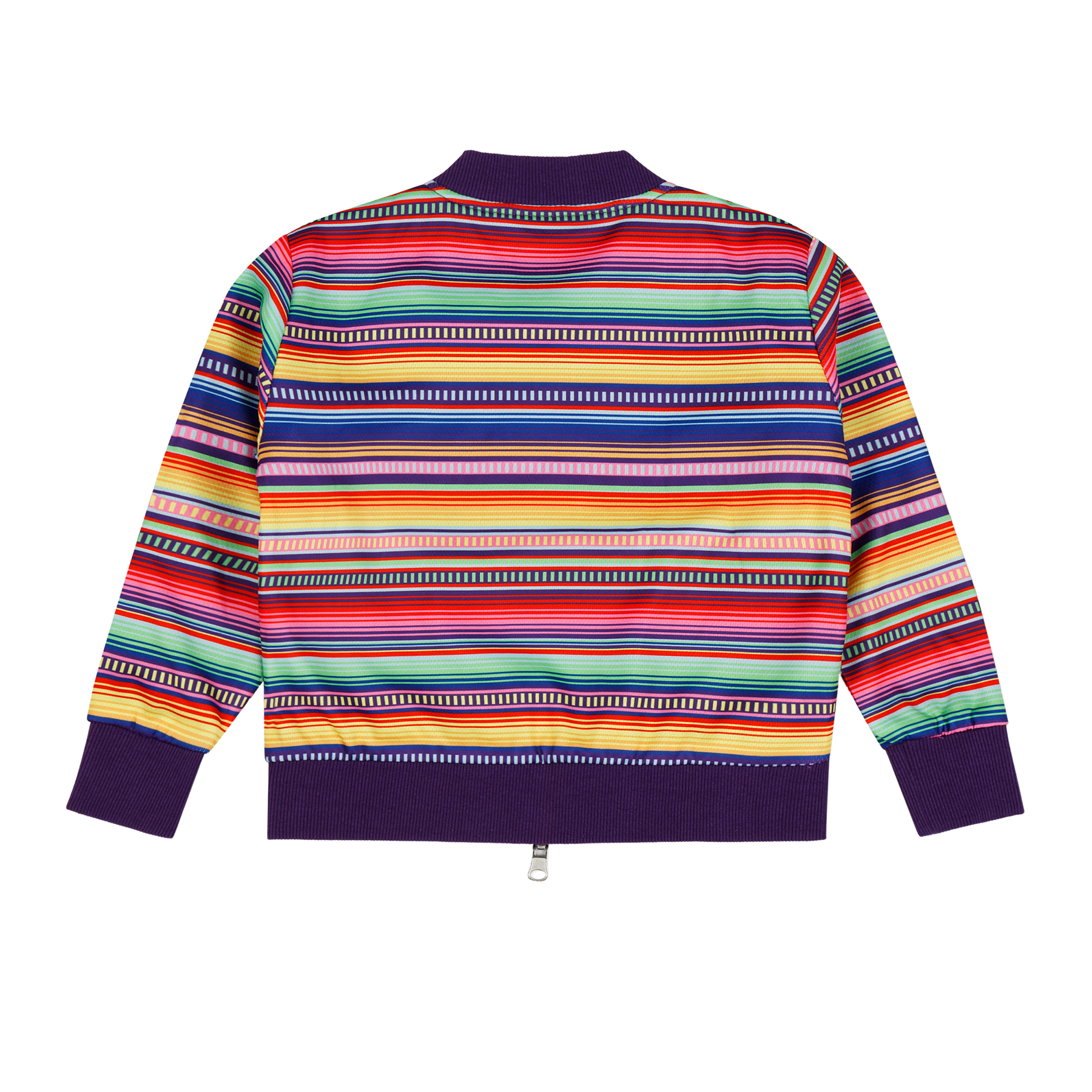 Kids Reversible Zip up Lightweight Bomber Jacket - Purple Multicolor Stripe