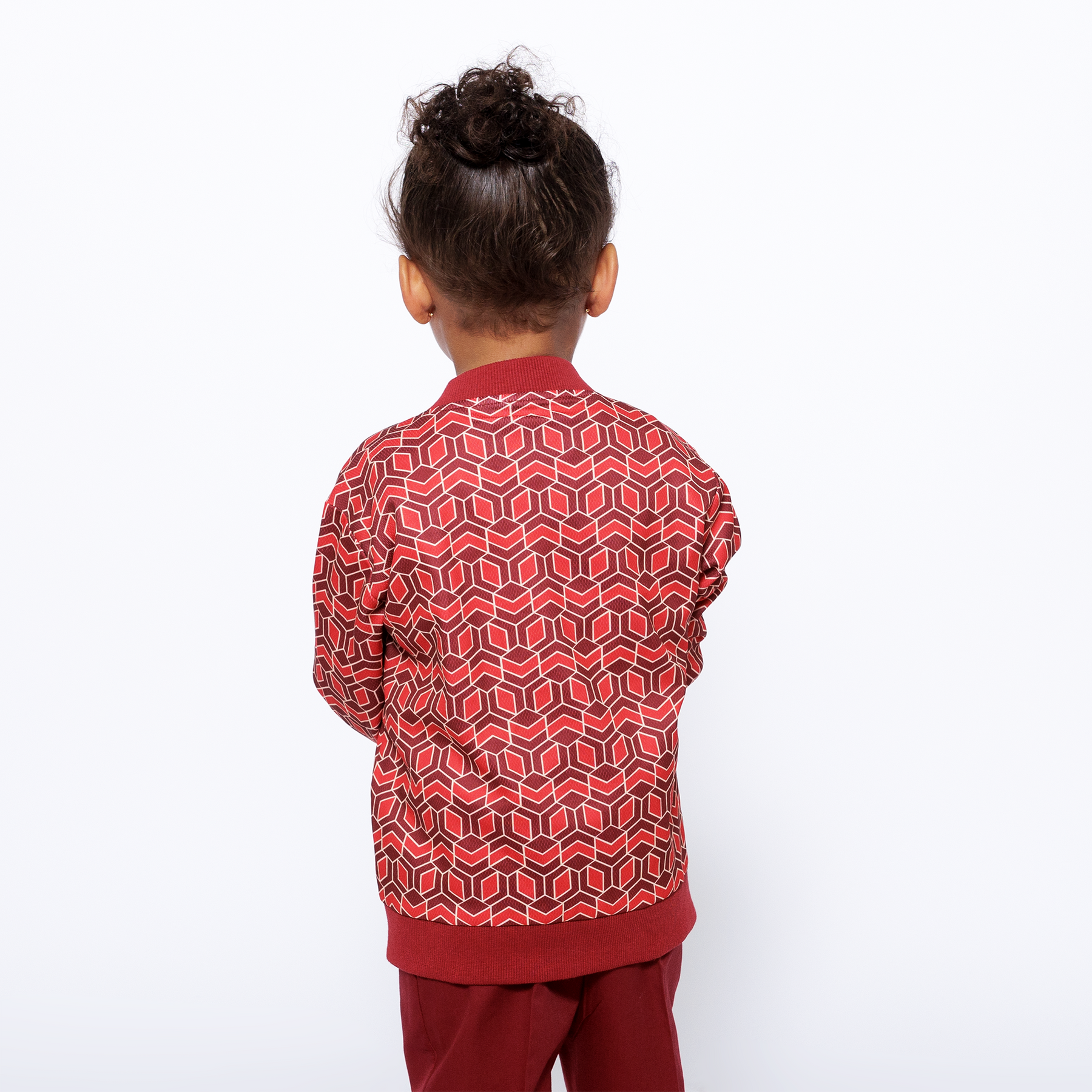 Kids Reversible Zip up Lightweight Bomber Jacket - Red Multicolor