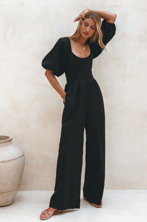 Heaven Bay Linen Jumpsuit - Black