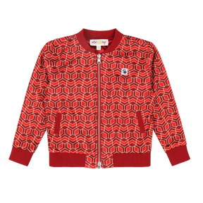 Kids Reversible Zip up Lightweight Bomber Jacket - Red Multicolor