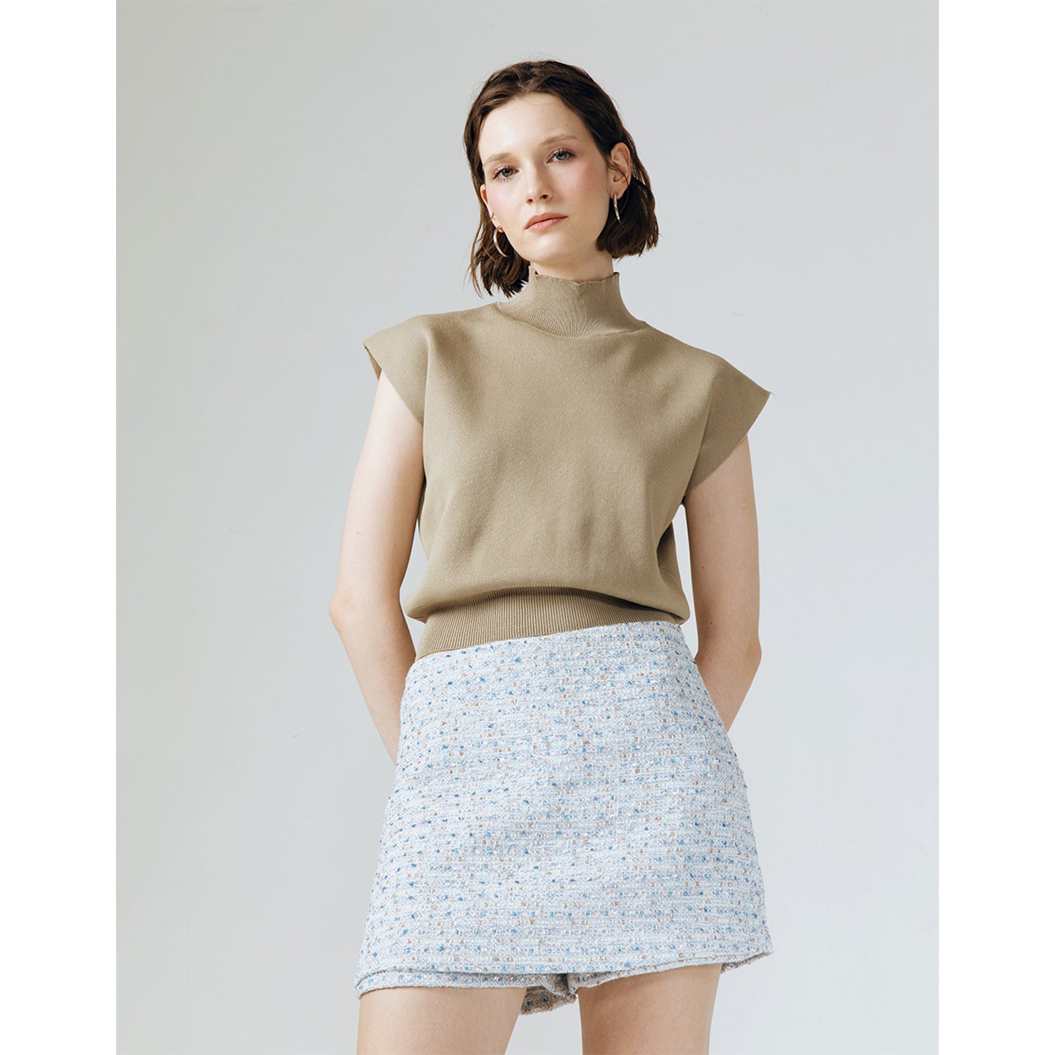 GLACIER BLUE TWEED SKORT